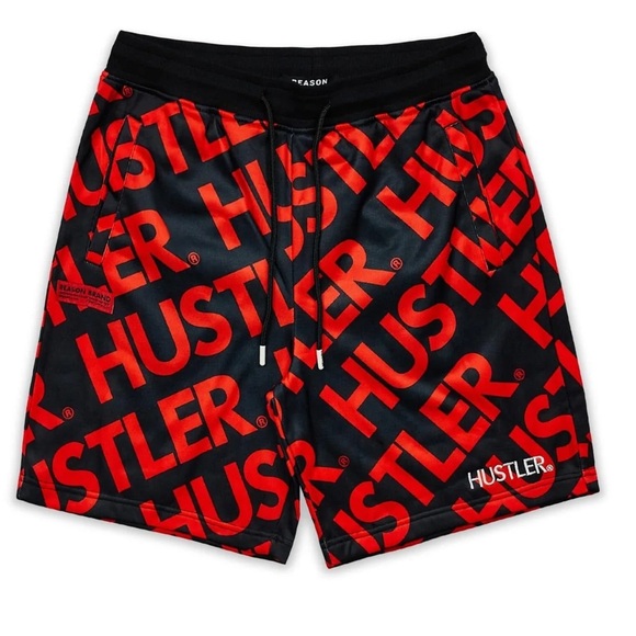Mens Red/Black Hustler Hoodie and Short Set - Size L - Picture 7 of 12